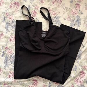 Spanx Black Mid-Thigh Bodysuit Shapewear Plus Size 3X Adjustable Strap